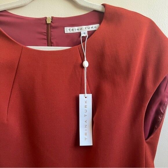 NWT Trina Turk burnt orange dress shift dress size 0 - Picture 5 of 6